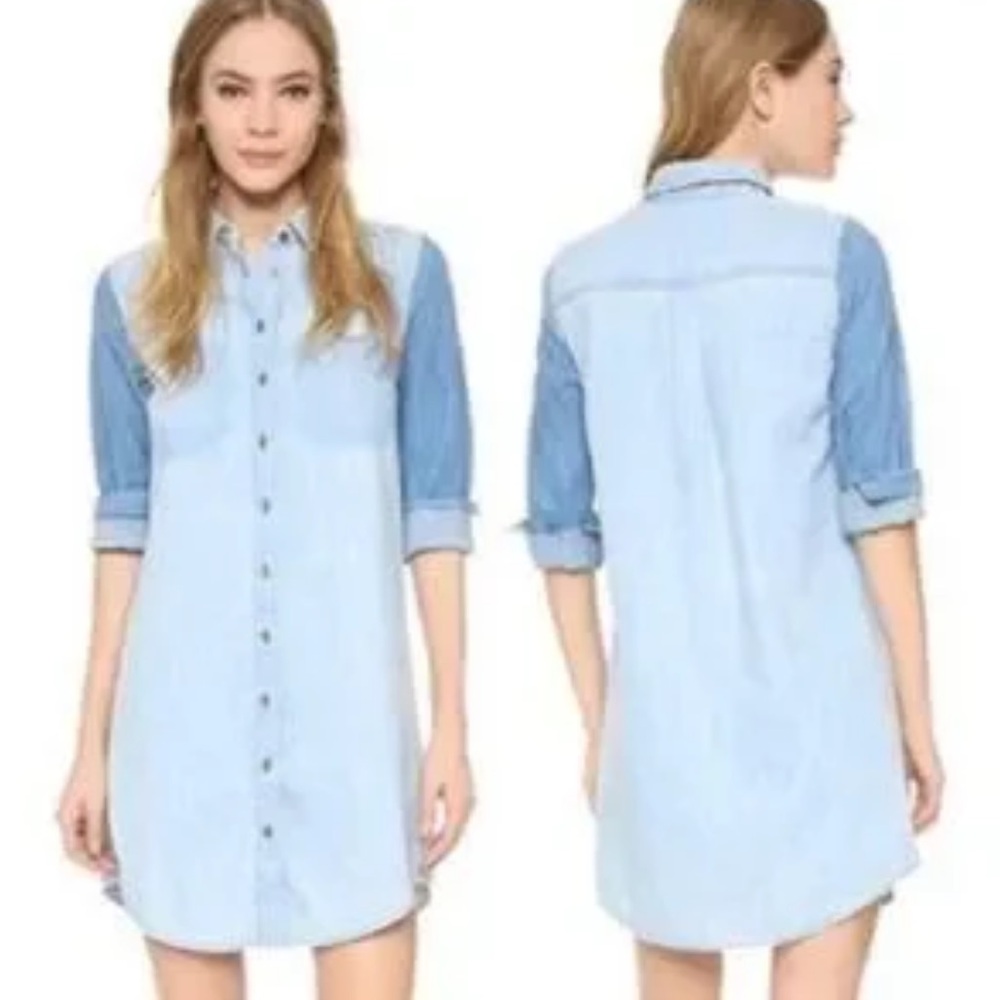 Club Monaco Two-Tone Denim Shirt Dress